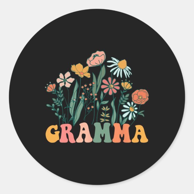 New Gramma Wildflower First Birthday &amp; Baby Sh Classic Round Sticker (Front)