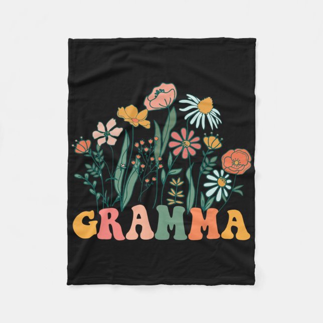 New Gramma Wildflower First Birthday &amp; Baby Sh Fleece Blanket (Front)