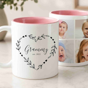 New Grammy Year Est. Four Photo Collage Two-Tone Coffee Mug