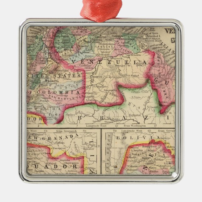 New Granada, Venezuela, Guiana Map by Mitchell Metal Ornament (Front)