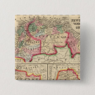 New Granada, Venezuela, Guiana Map by Mitchell Pinback Button