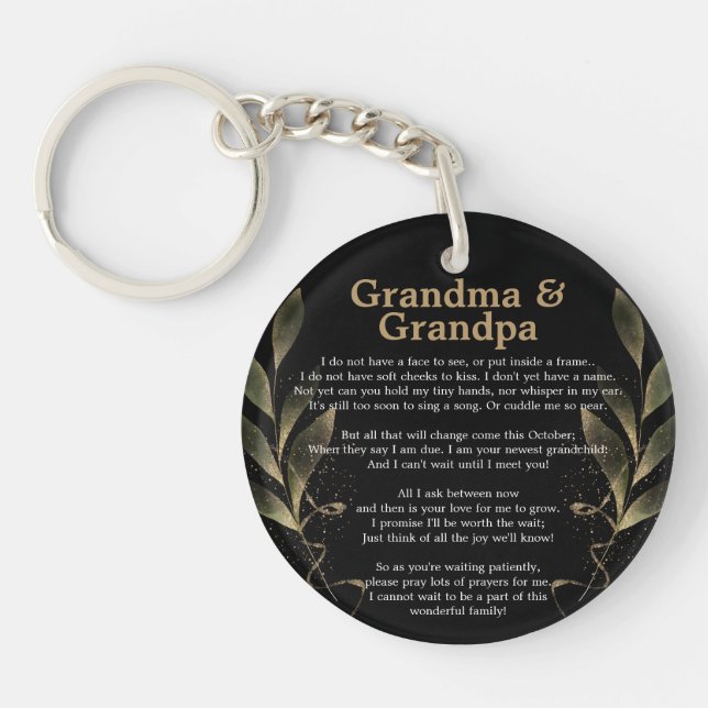New Grandchild Grandma and Grandpa Ultrasound Keychain (Front)