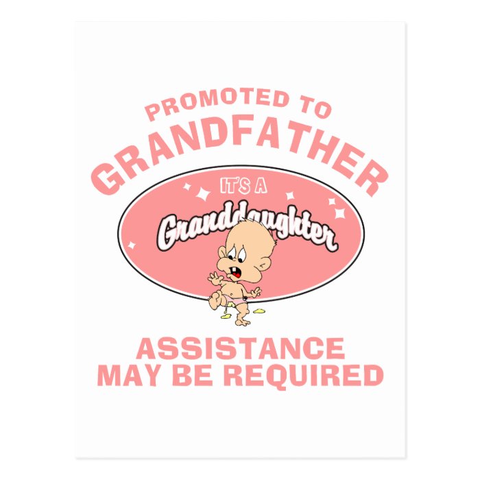 New Granddaughter Promoted To Grandfather Postcard