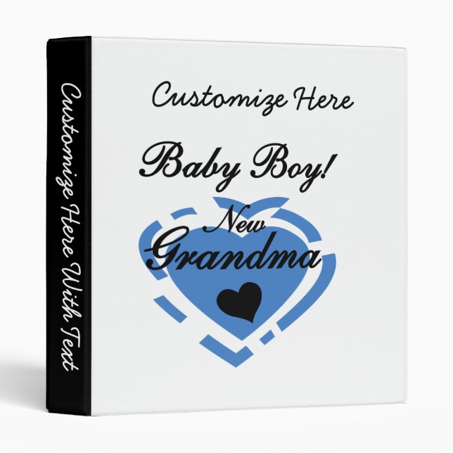 New Grandma Baby Boy Blue Heart Gifts 3 Ring Binder (Front/Spine)