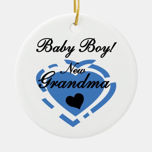 New Grandma Baby Boy Blue Heart Gifts Ceramic Ornament