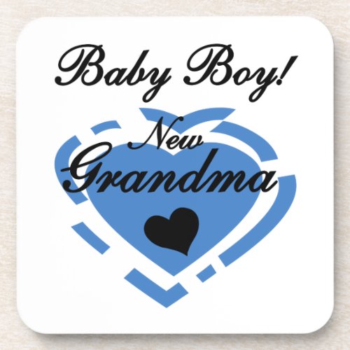 New Grandma Baby Boy Blue Heart Gifts Coaster