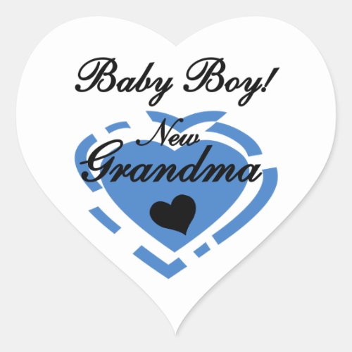 New Grandma Baby Boy Blue Heart Gifts Heart Sticker