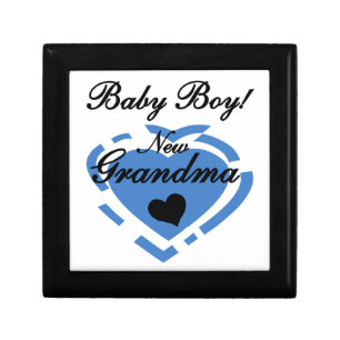 New Grandma Baby Boy Blue Heart Gifts Keepsake Box