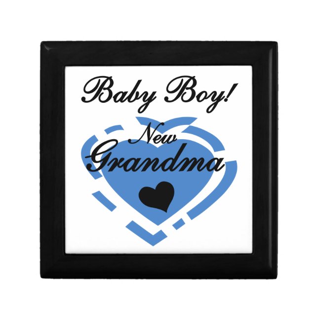 New Grandma Baby Boy Blue Heart Gifts Keepsake Box (Front)