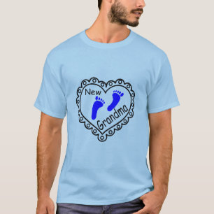 New Grandma Baby Boy Heart T-Shirt