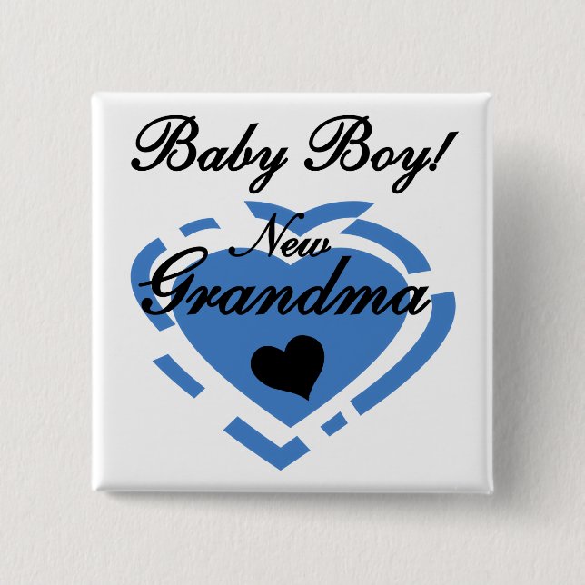 New Grandma Baby Boy Tshirts and Gifts Button (Front)