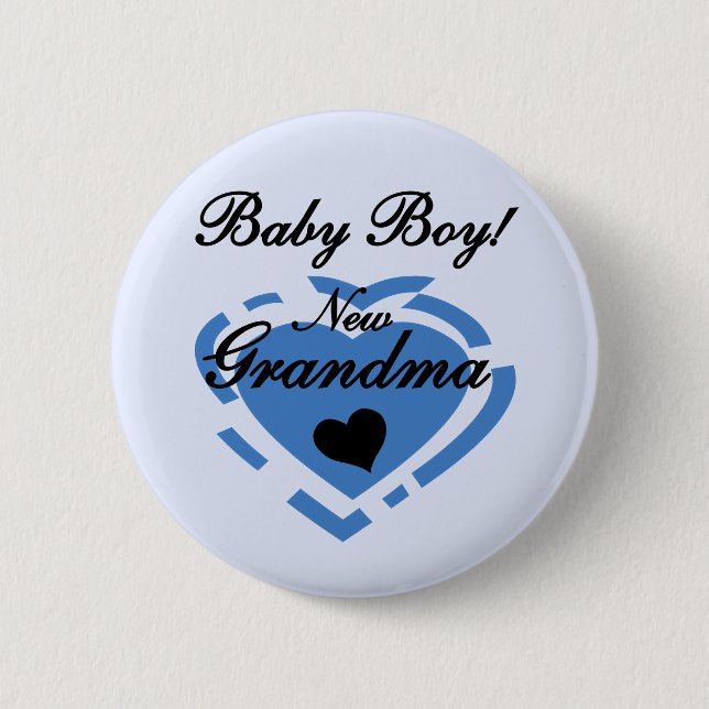 New Grandma Baby Boy Tshirts and Gifts Pinback Button (Front)