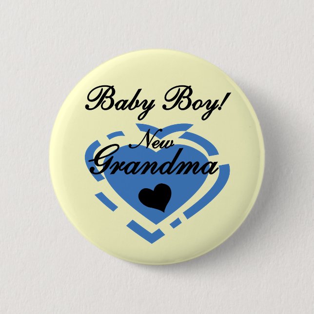 New Grandma Baby Boy Tshirts and Gifts Pinback Button (Front)