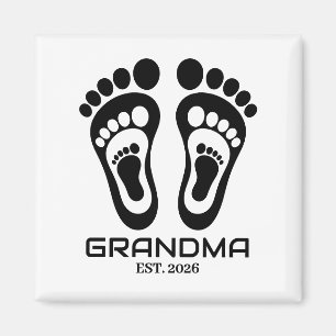 New Grandma Baby Footprints Established Date Magnet