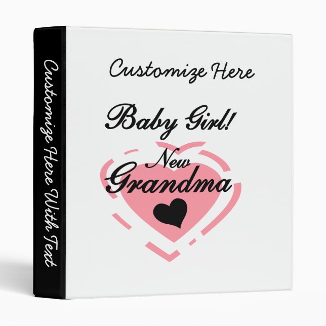 New Grandma Baby Girl Pink Heart Gifts Binder (Front/Spine)