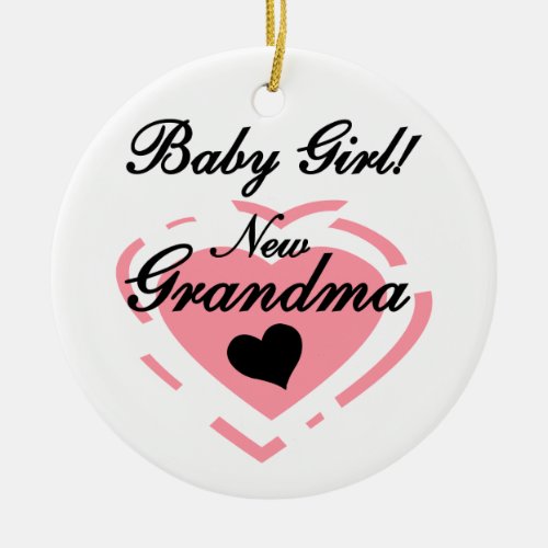 New Grandma Baby Girl Pink Heart Gifts Ceramic Ornament