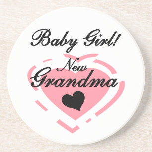 New Grandma Baby Girl Pink Heart Gifts Drink Coaster