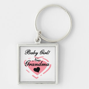 New Grandma Baby Girl Pink Heart Gifts Keychain