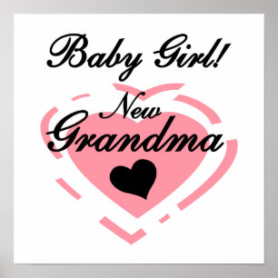 New Grandma Baby Girl Pink Heart Gifts Poster