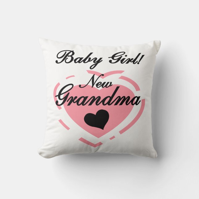 New Grandma Baby Girl Pink Heart Gifts Throw Pillow (Front)