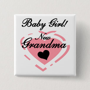 New Grandma Baby Girl Tshirts and Gifts Button