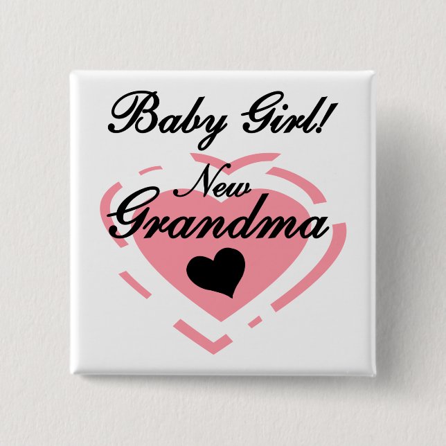 New Grandma Baby Girl Tshirts and Gifts Button (Front)