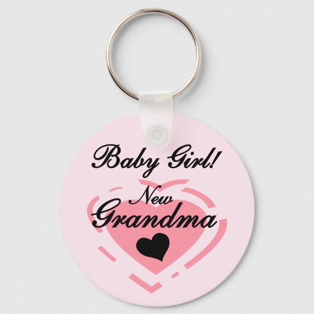New Grandma Baby Girl Tshirts and Gifts Keychain (Front)
