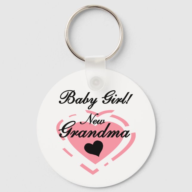 New Grandma Baby Girl Tshirts and Gifts Keychain (Front)