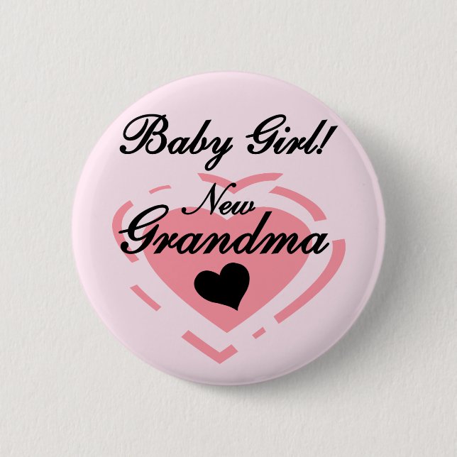 New Grandma Baby Girl Tshirts and Gifts Pinback Button (Front)