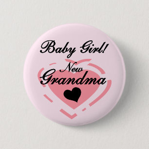 New Grandma Baby Girl Tshirts and Gifts Pinback Button