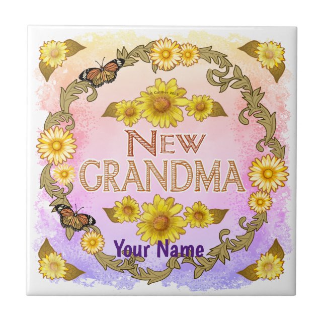 New Grandma  Ceramic Tile (Front)