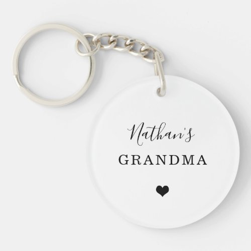 New Grandma _ Childs Name Simple Heart and Photo Keychain