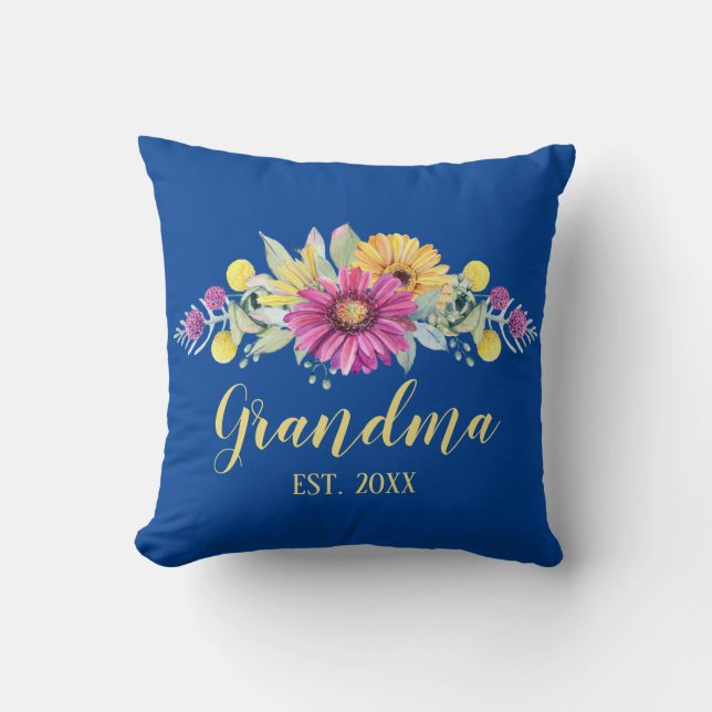 New Grandma Elegant Desert Flowers Throw Pillow (Front)