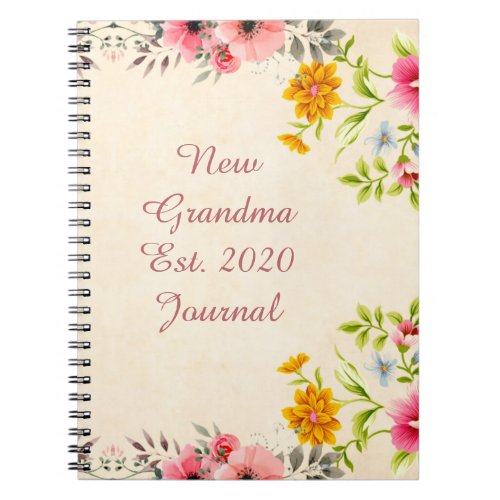 New Grandma Est 2020 Floral Border Journal