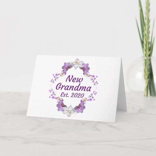 New Grandma Est 2020 Pretty Vintage Retro Floral Card