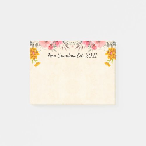 New Grandma Est 2021 Decorative Floral Border Post_it Notes