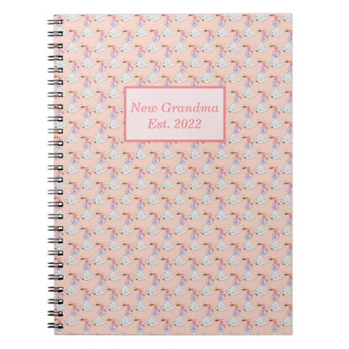 New Grandma Est 2022 Cute Storks Graphic Art  Notebook