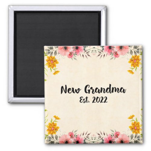 New Grandma Est 2022  Floral Border Art Magnet