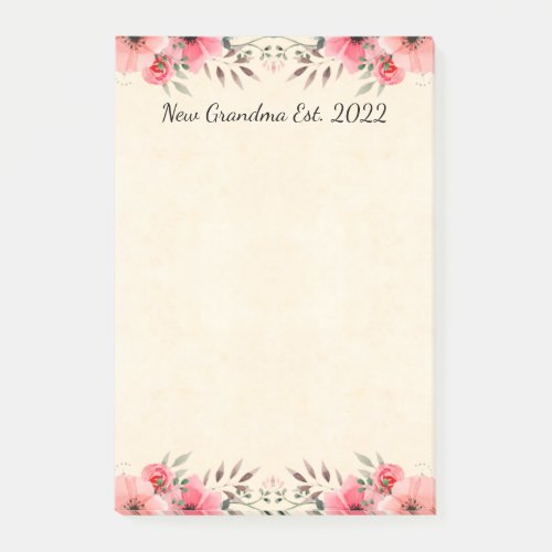 New Grandma Est 2022 Floral Border Notes