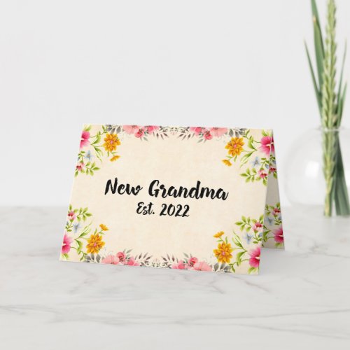 New Grandma Est 2022 Vintage Floral Art Card