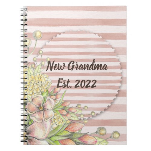 New Grandma Est 2022 Vintage Floral Art Notebook
