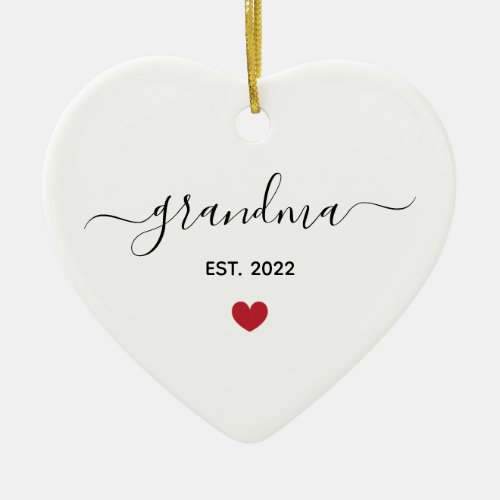 New grandma est year ceramic ornament with photo