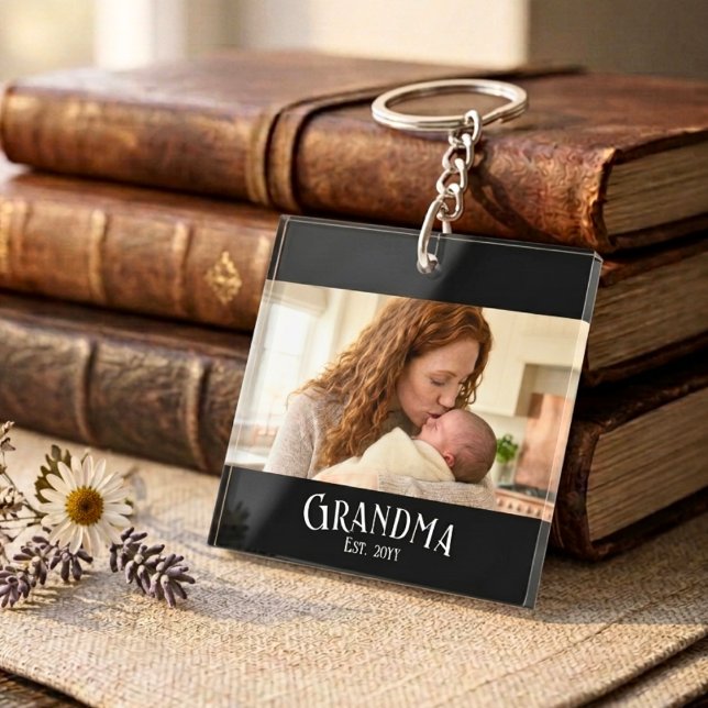 New Grandma Established Custom Name Year Photo Keychain (Creator Uploaded)