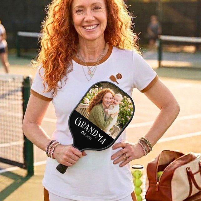 New Grandma Established Custom Name Year Photo Pickleball Paddle (Creator Uploaded)