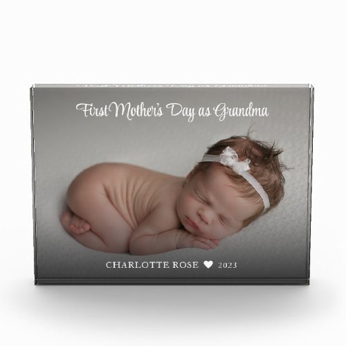 New Grandma First Mothers Day Baby Photo Block