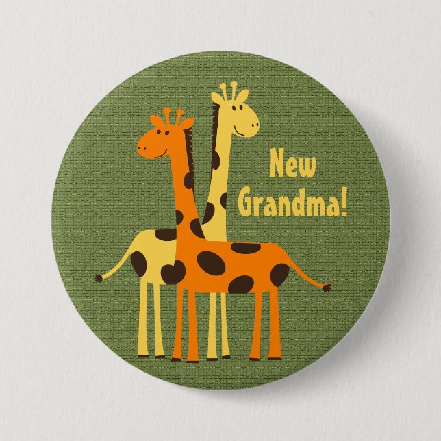 New Grandma Grandpa Aunt Uncle Cousin Giraffe Butt Button (Front)