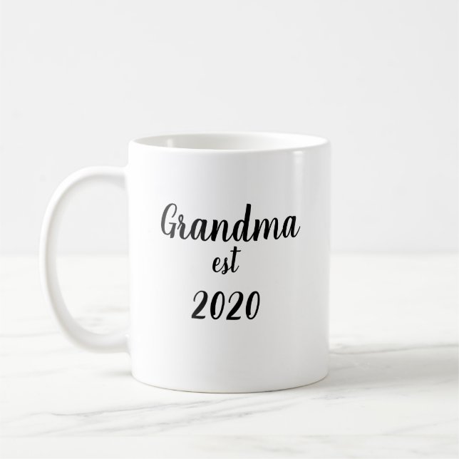 New Grandma Grandpa Grandparent add Year est  Gift Coffee Mug (Left)