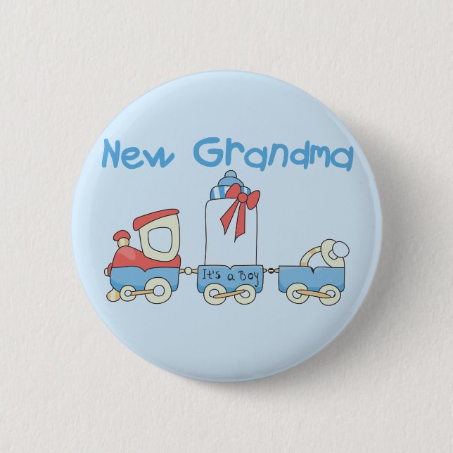 New Grandma of Boy-Train Tshirts and Gifts Pinback Button (Front)