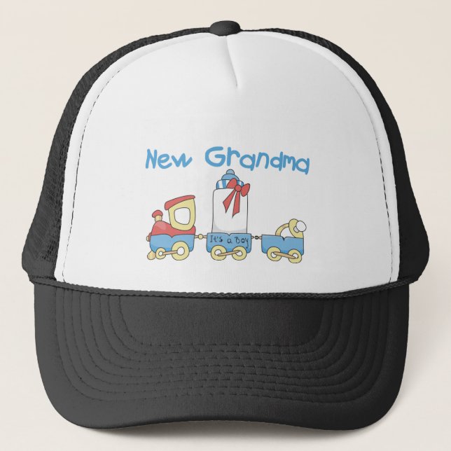 New Grandma of Boy-Train Tshirts and Gifts Trucker Hat (Front)