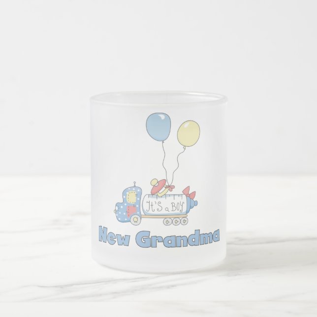 New Grandma of Boy Truck Tshirts and Gifts Frosted Glass Coffee Mug (Center)